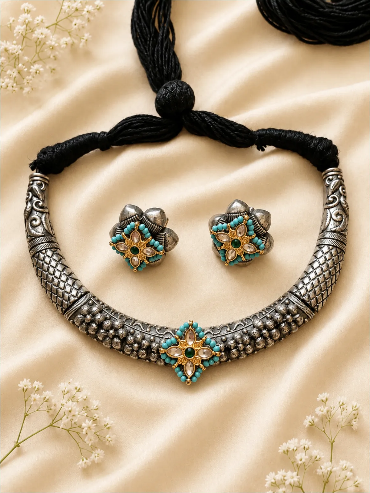 Rangoli Silver Look Hasli - Image 2