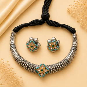 Silver Look Like Hasli | Antique Silver Hasli Necklace